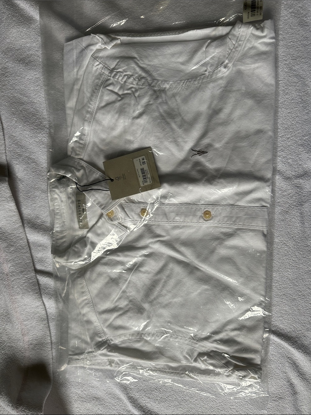 All Saints White Casual Button-Down Shirt with Embroidered Logo